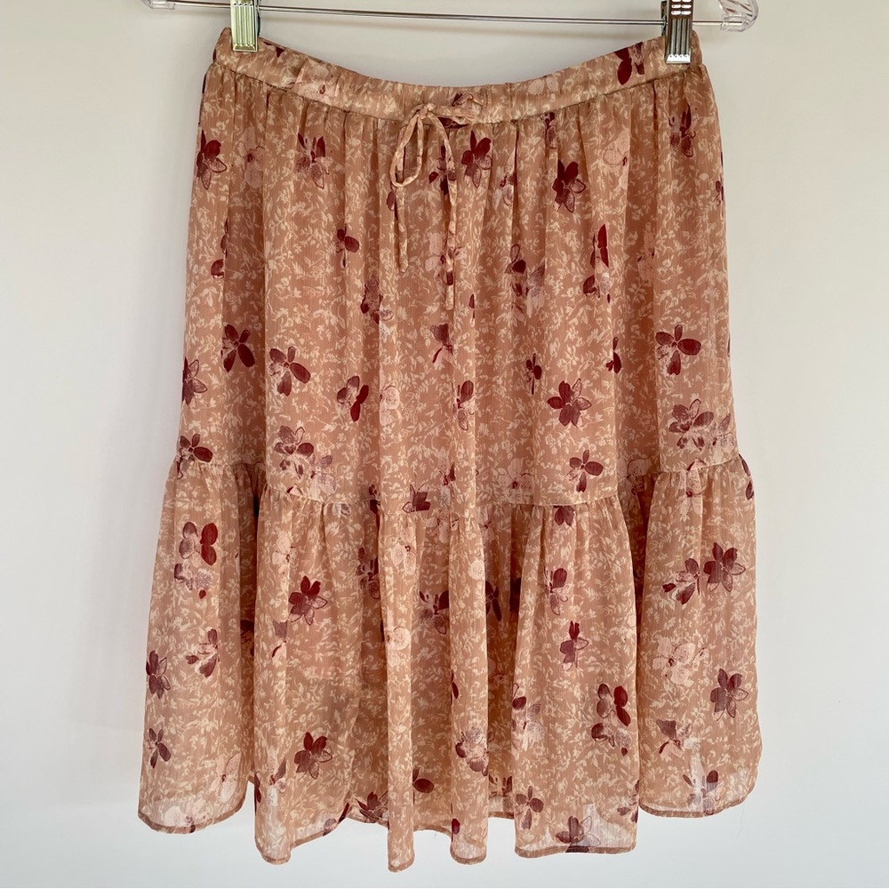 MYSTREE Women’s Mini Ruffle Skirt Pink Floral Size S Boho Hippie Cottagecore